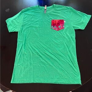 Next Level Apparel Green Short-Sleeve Tee with Floral Pocket